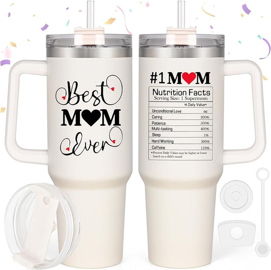 Mothers Day Gifts - 40 Oz Best Mom Ever Tumbler Gifts for Mom from Daughter Son Kids, Unique Popular Mother's Day Gift Ideas for Wife, Happy Birthday Gift Cup for New Mom Women