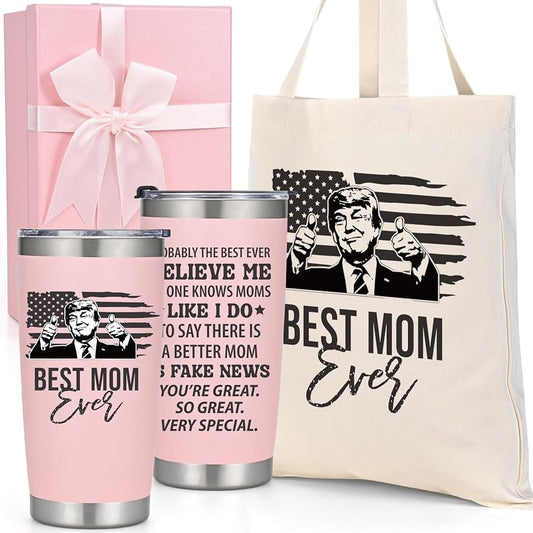 Mothers Day Gifts Set - Best Mom Ever Trump 20 Oz Tumbler & Tote Bag, Funny Mothers Day Gifts for Mom Wife from Daughter Son Kids, Popular Mother's Day Birthday Cup Gifts Ideas