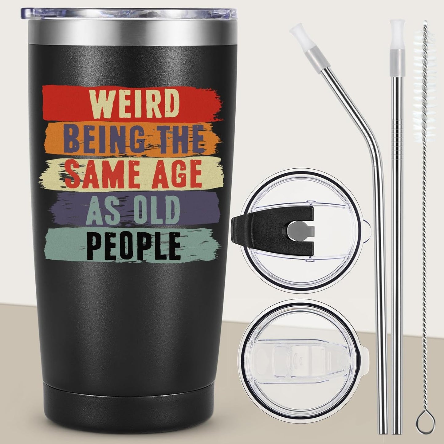 Funny Birthday Gifts for Men, Unique Gag Birthday Gifts Ideas for 40th 50th 60th 70th 80th, Cool Weird Old People 20oz Tumbler for Dad Husband Friend Grandpa Him Valentines Day