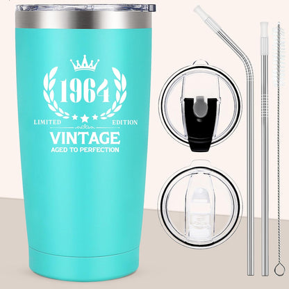60th Birthday Gifts for Women, Unique Since 1964 Birthday Gifts for 60 Year Old Women Tumbler 20oz, Cool 60 Birthday Gifts Ideas for Grandma Mom Wife Friends