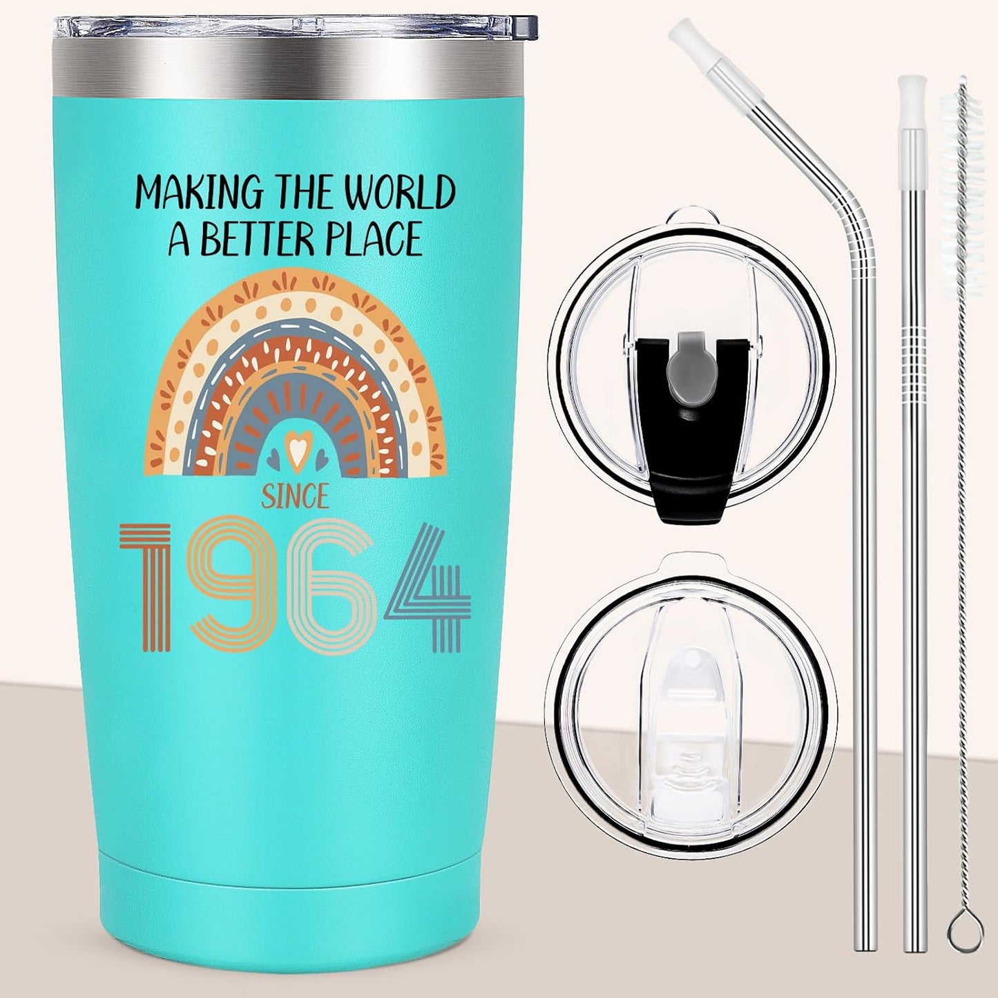60th Birthday Gifts for Women, Unique Since 1964 Birthday Gifts for 60 Year Old Women Tumbler 20oz, Cool 60 Birthday Gifts Ideas for Grandma Mom Wife Friends
