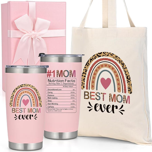 Mothers Day Gifts - Best Mom Tumbler & Tote Bag Gift Box Set, Gifts for Mom from Daughter Son Kids, Unique Popular Mother's Day Gift Ideas for Wife, Mom Birthday Gift 20 Oz Cup