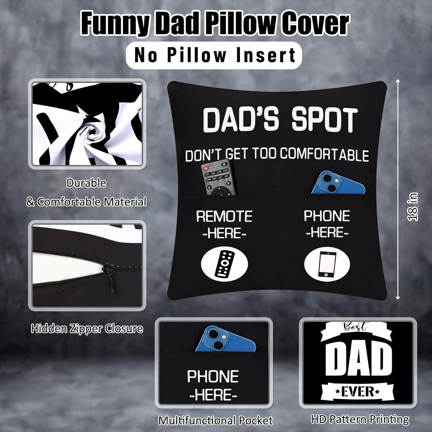 Father's Day Gifts, 17 Oz Best Dad Ever Bullet Tumbler with Card & Pillow Cover Gift Set, Cool Funny Unique Father's Day Birthday Gifts Ideas for Dad Husband from Daughter Wife Son(Gold)