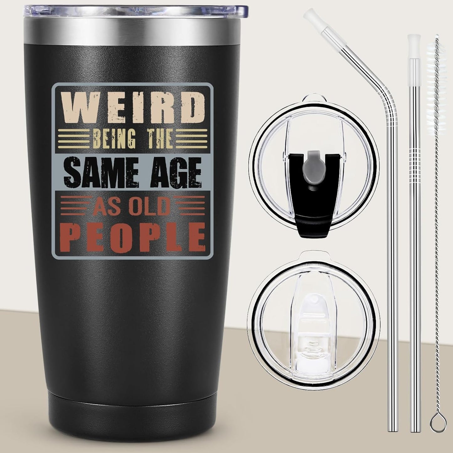 Birthday Gifts for Men 30th 40th 50th 60th 70th 80th, Funny Cool Weird Old People 20oz Tumbler, Unique Gag Birthday Gifts Ideas for Dad Husband Friend Grandpa Him