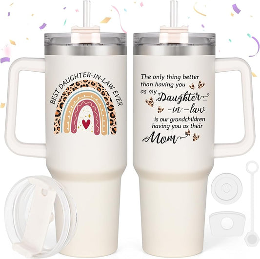 Daughter in Law Mothers Day Gifts, 40 Oz Best Daughter in Law Ever Tumbler Gifts from Mom Mother in Law, Mothers Day Gifts Ideas for Daughter In Law